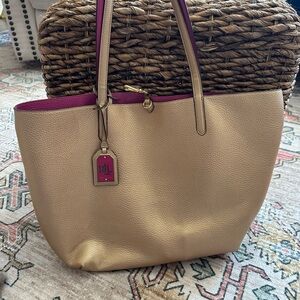 Ralph Lauren Gold Tote with Pink Accents